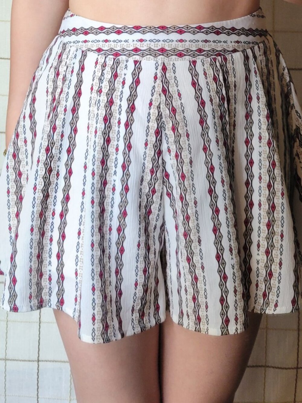 Papaya Boho Skort Shorts - Geometric Aztec Flowy